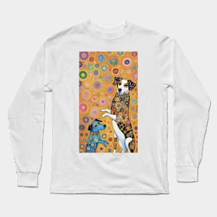 Gustav Klimt's Chromatic Canine: Vivid Dog Illustration Long Sleeve T-Shirt